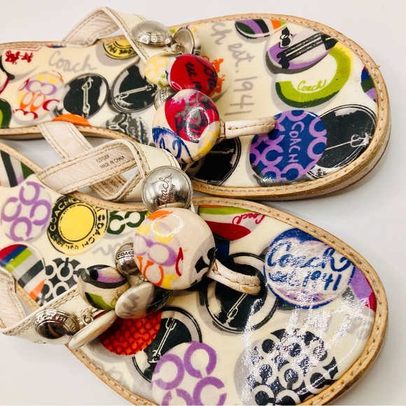 Vintage 90’s Y2K Coach Dyan Poppy Charm mulit pattern sandals beach womens 6.5 - Picture 2 of 8